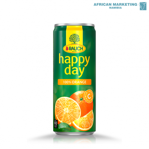 0431-0731 JUICE ORANGE 100% 24x330ml CANS *HAPPY DAY