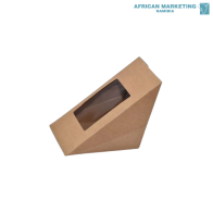 9000-1649 SANDWICH WEDGE KRAFT with PLA WINDOW 12cm (T280) 100`s *CC