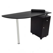 Manicure Table with Side Cupboard, Drawer & Chrome Leg-Black