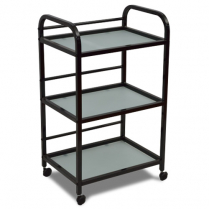 Beauty Trolley - 3 Tier with Glass Inlay - Black