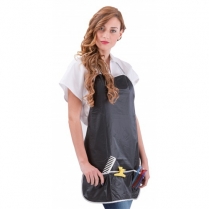 Hairdresser Apron - Black with White Trim and 3 Pockets