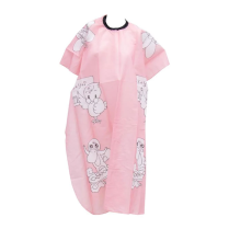 Cutting Cape - Kiddies Cape - Pink Cartoon with Slide Clip