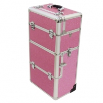 Make-Up Carry Case - Pink (Large) with Pull up handle