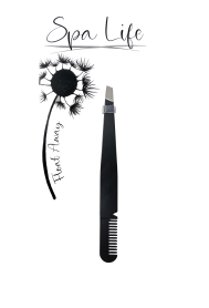 Spa Life Slant Tip Tweezer with Eyebrow Comb-Black