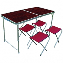 Table Alu Folding Red & Chairs