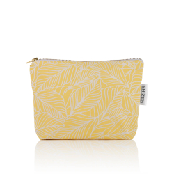 Cosmetic Bag - Cotton Mini - Yellow & White Leaf Design