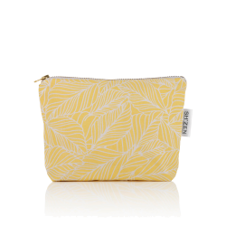 Cosmetic Bag - Cotton Mini - Yellow & White Leaf Design