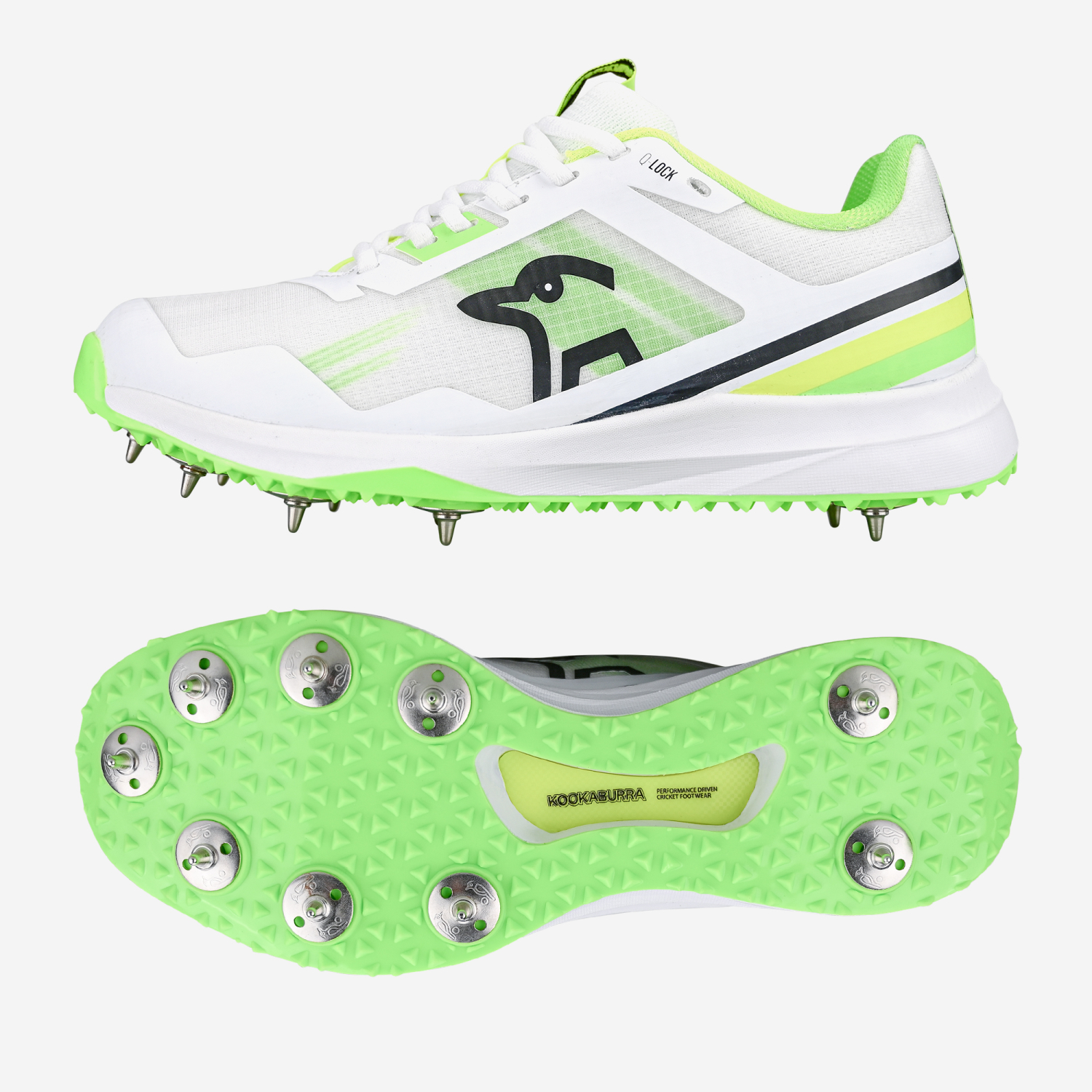 Kookaburra KC 2.0 Spike Cricket Shoe Yellow & Green 