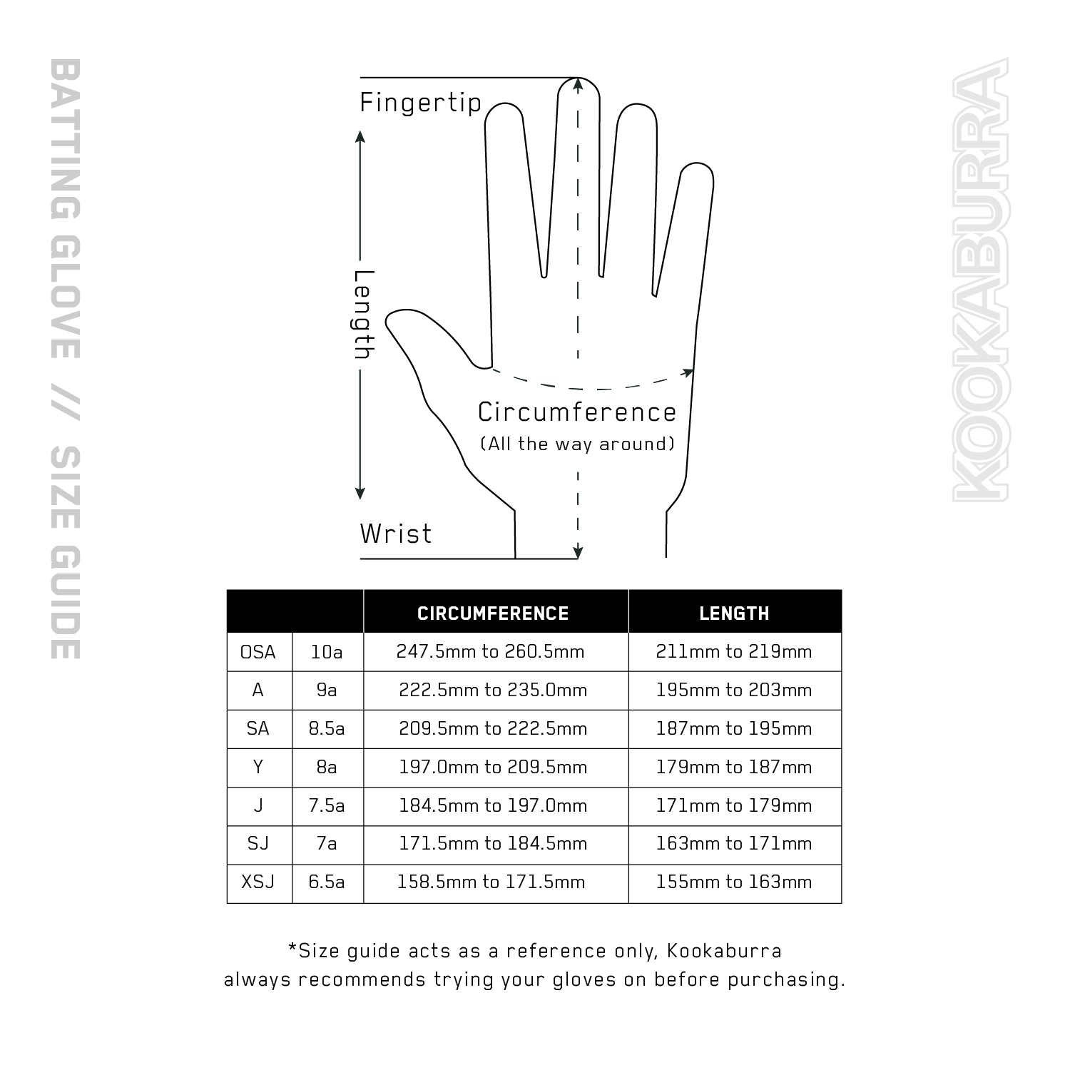 Batting Gloves Size Guide