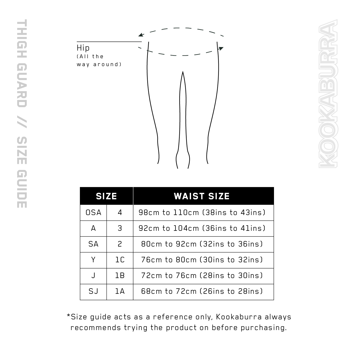 Cricket Thigh Guard Size Guide